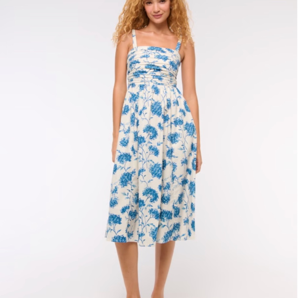 NWT A&F Emerson Poplin Wide Strap Midi Dress Large
